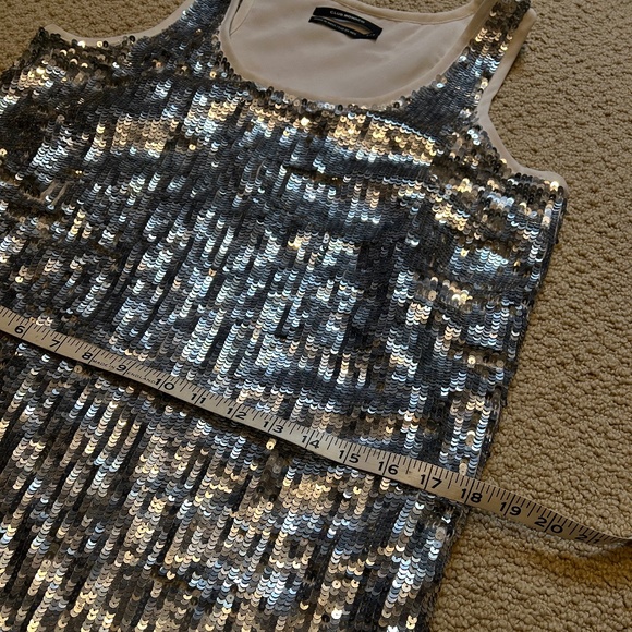 Club Monaco Silver Sequin racer-back Swing Dress - Picture 8 of 10